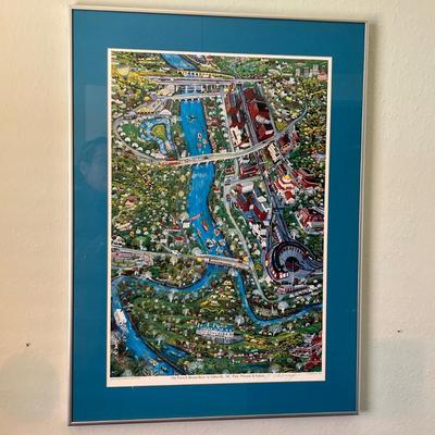 Pencil Signed Judith Cheney ‘The French Broad River in Asheville Illustrated Map (B1-RG)