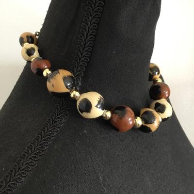 Vintage, chunky , cheetah bead, choker necklace
