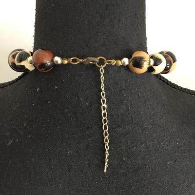 Vintage, chunky , cheetah bead, choker necklace