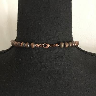 Beautiful, copper, toned, crystal bead statement, necklace