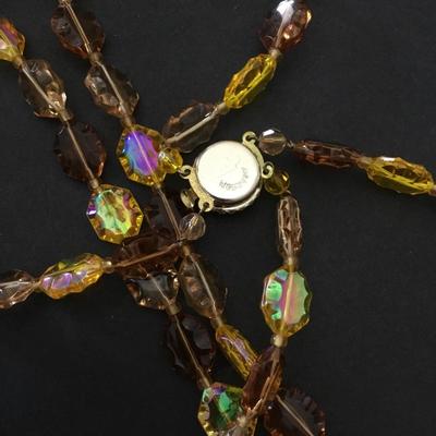 Vintage West Germany faux glass double strand statement, necklace, beautiful clasp