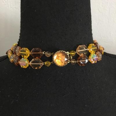 Vintage West Germany faux glass double strand statement, necklace, beautiful clasp