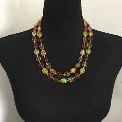 Vintage West Germany faux glass double strand statement, necklace, beautiful clasp