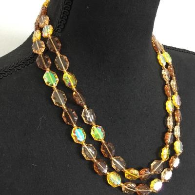 Vintage West Germany faux glass double strand statement, necklace, beautiful clasp