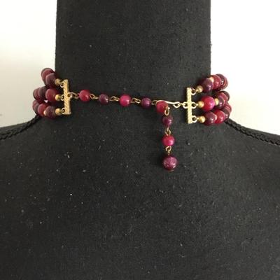 Vintage three strand gold tone, choker necklace