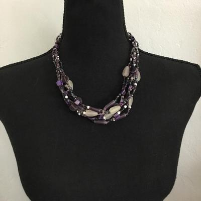 Beautiful glass bead Sea glass, multi strand statement, necklace