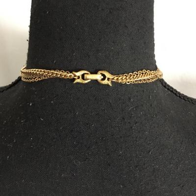 Vintage, gold tone, faux, pearl tassel necklace