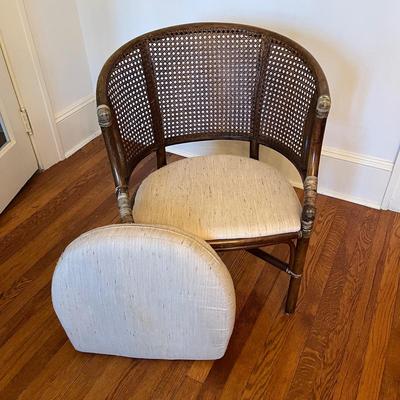 Cushioned Rattan and Wood Armchair (DR-BC)