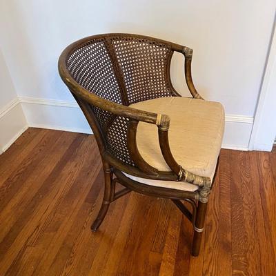 Cushioned Rattan and Wood Armchair (DR-BC)
