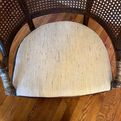 Cushioned Rattan and Wood Armchair (DR-BC)