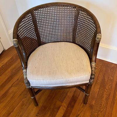 Cushioned Rattan and Wood Armchair (DR-BC)