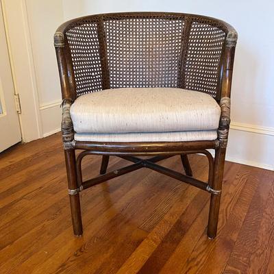 Cushioned Rattan and Wood Armchair (DR-BC)