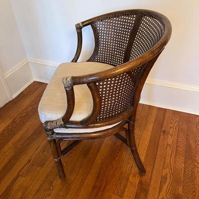 Cushioned Rattan and Wood Armchair (DR-BC)