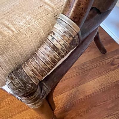 Cushioned Rattan and Wood Armchair (DR-BC)