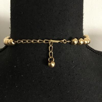 Vintage Napier metal gold bead on metal gold chain choker necklace. Very good condition.
