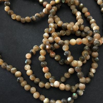 Beautiful genuine, red oranger abalone shell flashing eyes round ball bead necklace