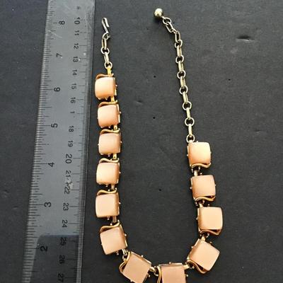 Sale Photo Thumbnail #115: Beautiful vintage thermal set Lucite moon glow necklace. Please see attached photos