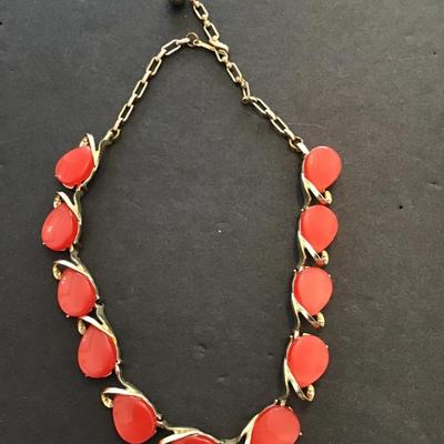 Sale Photo Thumbnail #126: Beautiful vintage thermal Lucite, orange necklace. Please see attached photos.