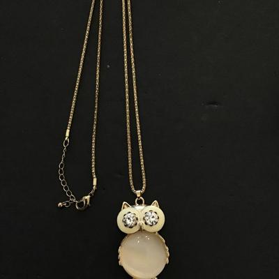 Sale Photo Thumbnail #151: Beautiful jelly, belly tight owl, pendant on goldtone necklace. Please see attached photos.
