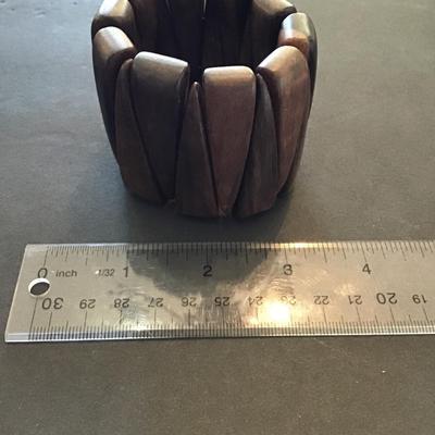 Sale Photo Thumbnail #8: Very nice wood carved stretchy bracelet. No wear please see attached photos.