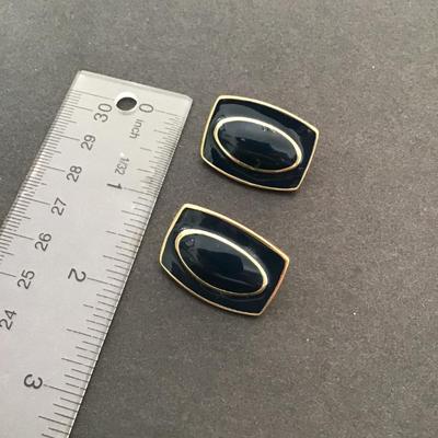 Sale Photo Thumbnail #135: Gold tone, enamel fashion, statement earrings. Please see attached photos.