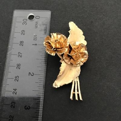 Sale Photo Thumbnail #142: Vintage, goldtone fashion brooch has some wear are blemishes. Please see attached photos.