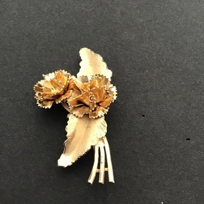 Sale Photo Thumbnail #140: Vintage, goldtone fashion brooch has some wear are blemishes. Please see attached photos.