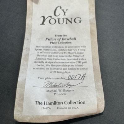 Cy Young Pillars of Baseball Plate