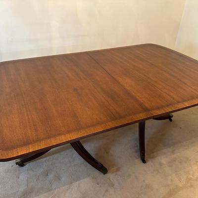 Henredon Mahogany Double-Pedestal Dining Table with Three Leaves