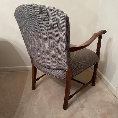 Vintage Upholstered Wood-Frame Armchair