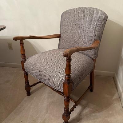 Vintage Upholstered Wood-Frame Armchair