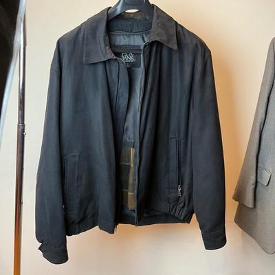 1007 Jos. A. Bank Black Leather Suede Mens Winter Jacket