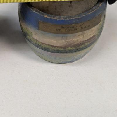 F. W. Woolworth Co. Pottery & German Souvenir Black Vase Signed