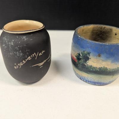 F. W. Woolworth Co. Pottery & German Souvenir Black Vase Signed