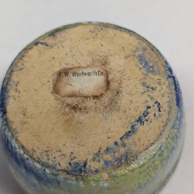 F. W. Woolworth Co. Pottery & German Souvenir Black Vase Signed