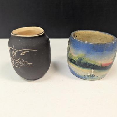 F. W. Woolworth Co. Pottery & German Souvenir Black Vase Signed