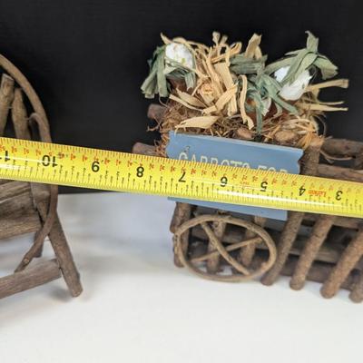 Rustic Bentwood Twig Branch Bench & Carrots For Sale Stand