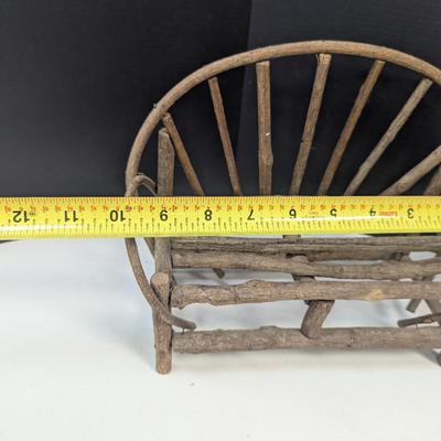 Rustic Bentwood Twig Branch Bench & Carrots For Sale Stand