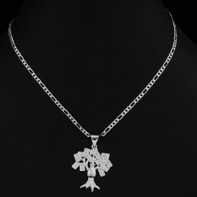 18K white Gold Plated 100 Dollar Bill Tree Pendant Necklace
