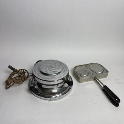 G949 Vintage Hotpoint Calrod Electric Waffle Iron & Shell Mold