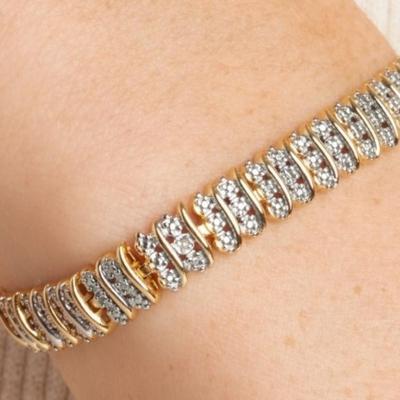 Sarafina Diamond Accent 3 Row S-Link Tennis Bracelet