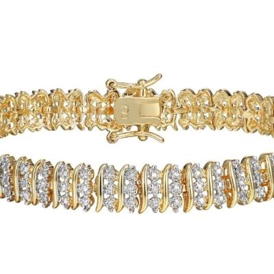 Sarafina Diamond Accent 3 Row S-Link Tennis Bracelet