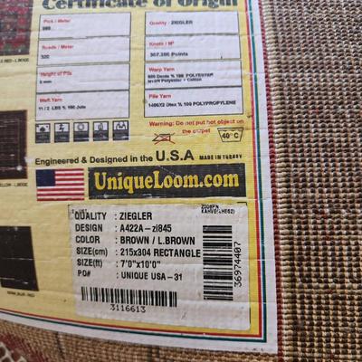 Sale Photo Thumbnail #144: Unique Loom Ziegler area rug in a 7â€™0 x 10â€™0 rectangular size. Features brown and light brown tones with intricate floral and geometric patterns. Made in Turkey and engineered and designed in the USA. Crafted using a blend of 300D polyester 