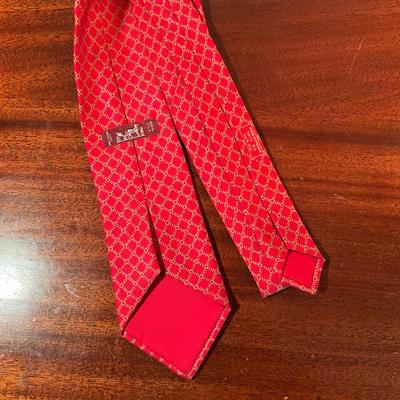 1020 Hermès Mens Geometric Pattern Silk Tie