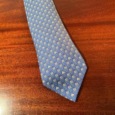 1019 Hermès "Nautical Sailboat Micro Pattern” Series Mens Silk Tie