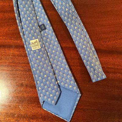 1019 Hermès "Nautical Sailboat Micro Pattern” Series Mens Silk Tie