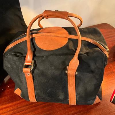 1023 Two Piece Set of CRUMP 1980's Canvas Leather Luggage Totes