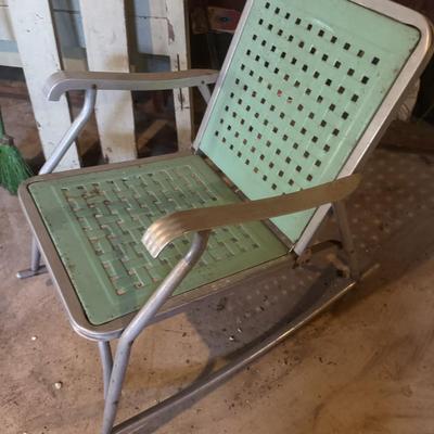 Vintage Green Aluminum Rocker