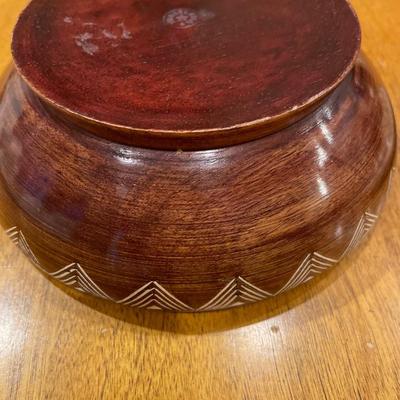 Hand carved wood trinket bowl
