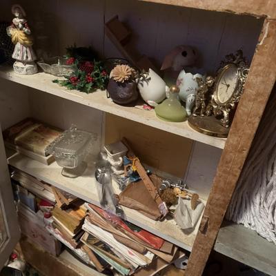 Vintage Glass Front Cabinet and Contents